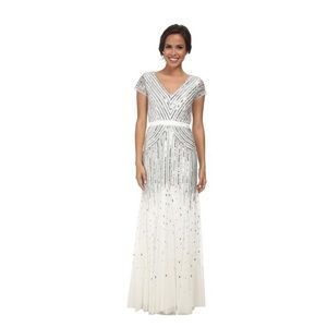 NWT White Sequin Short Sleeve Gown
